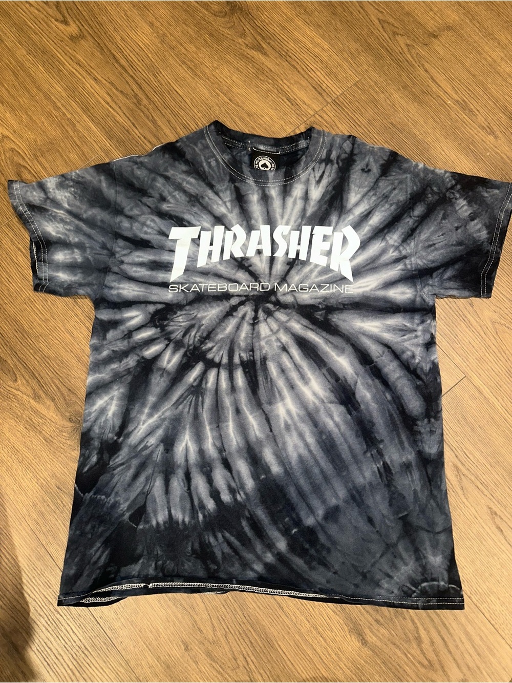 Thrasher Black & Gray Spiral Tie-Dye Logo Tee - Men